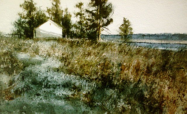 Carpenter G.  | A white house in a landscape, Aquarell auf Papier 30,0 x 40,0 cm, signed l.l.