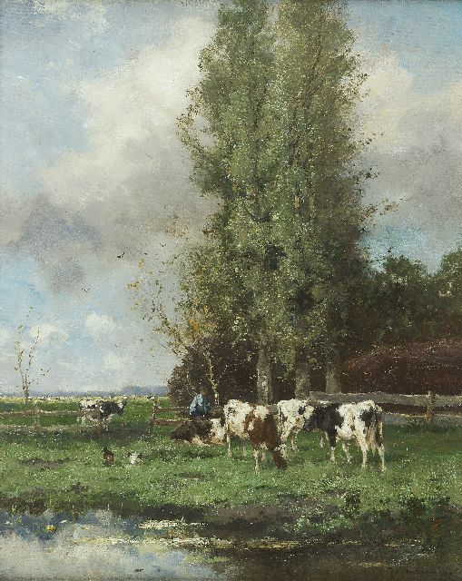 Johan Frederik Cornelis Scherrewitz | Milking time, Öl auf Leinwand, 50,8 x 40,5 cm, signed l.r.