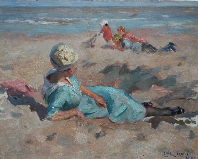 Louis Soonius | A sunny day at the beach, Öl auf Holzfaser, 26,4 x 33,5 cm, signed l.r. und dated 1920