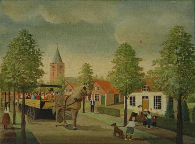 Jaap ter Haar | Horsetram, Blaricum, Öl auf Leinwand, 30,7 x 40,3 cm, signed l.r.