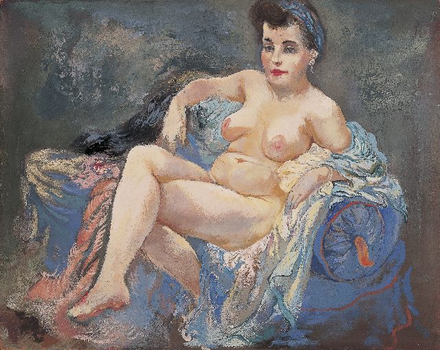 George Grosz | A nude, Öl auf Holzfaser, 40,3 x 50,9 cm, signed l.r. und painted in 1942