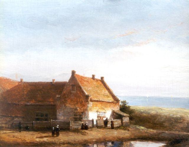 Karsen K.  | A house in the dunes, Öl auf Holz 14,9 x 19,0 cm, signed l.l.