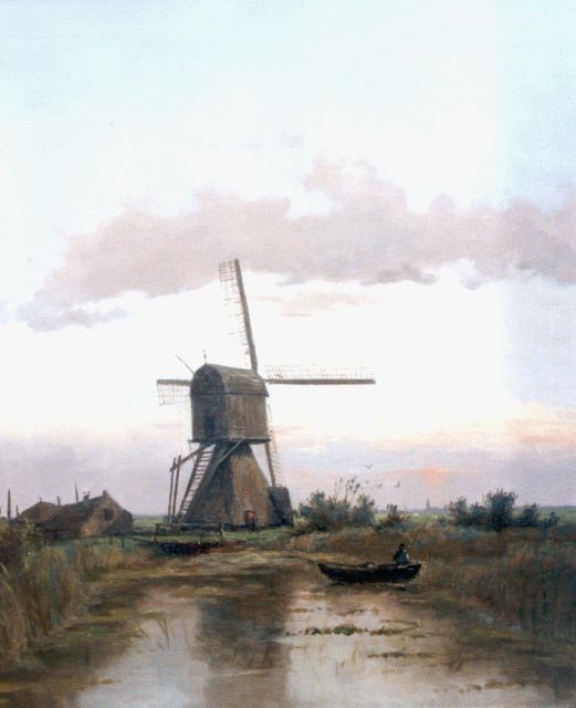 Gerard Koekkoek | Abendstimmung im Polder, Öl auf Leinwand, 61,6 x 50,5 cm, Unterzeichnet l.u. und datiert 1895