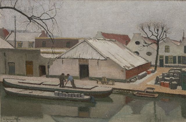 Elisabeth Adriani-Hovy | Kanal bei Utrecht im Winter, Öl auf Leinwand, 50,8 x 77,7 cm, Unterzeichnet l.u. und datiert 1929