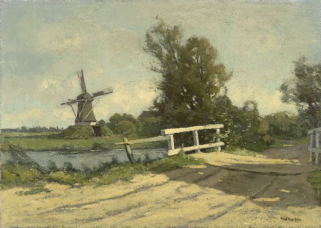 Paul Bodifée | Kleine Brücke am Dedemsvaart, Öl auf Leinwand, 40,4 x 56,4 cm, Unterzeichnet r.u.