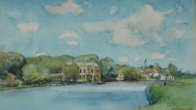 Jan Hillebrand Wijsmuller | A view of the river Vecht with Huize Rupelmonde, Bleistift und Aquarell auf Papier, 15,0 x 25,0 cm, signed l.r.