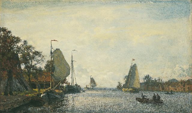 Willem Bastiaan Tholen | A summer landscape with sailing vessels, Öl auf Leinwand, 35,4 x 59,0 cm, signed l.r. und painted '04
