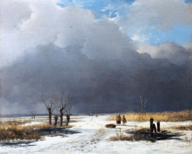 Schneiders van Greyffenswerth B.C.  | Figures in a winter landscape, Öl auf Holz 26,3 x 31,8 cm, signed l.l. with initials und dated 1834