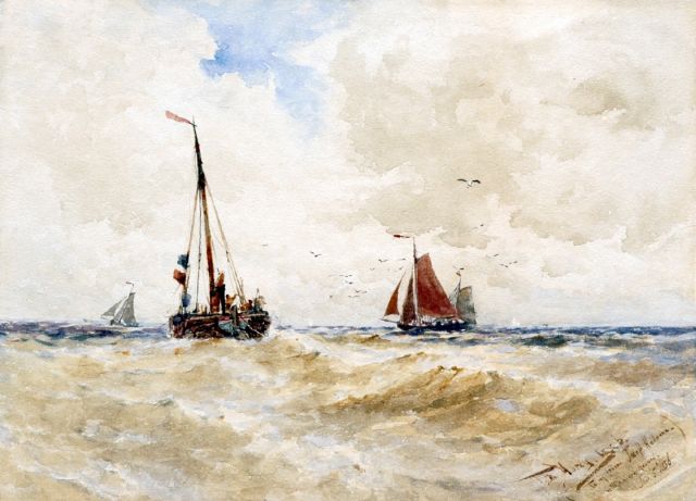 Thomas Bush Hardy | Shipping at sea, Aquarell auf Papier, 22,5 x 31,2 cm, signed l.r. und executed on June 5th 1886