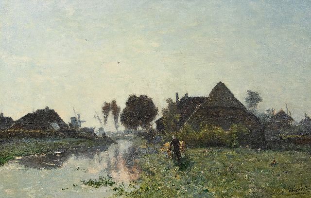 Constan Gabriel | Morgenstimmung bei Veenendaal, Öl auf Leinwand, 66,0 x 101,5 cm, Unterzeichnet r.u. und zu datieren ca. 1870