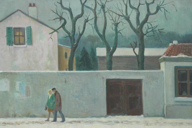 Jan Pzn. Franken | Häuser im Schnee, Öl auf Leinwand, 44,9 x 67,0 cm, Unterzeichnet r.u.