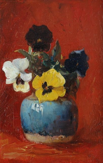 Hobbe Smith | Violets in a jar, Öl auf Holz, 30,9 x 20,2 cm, signed l.c.