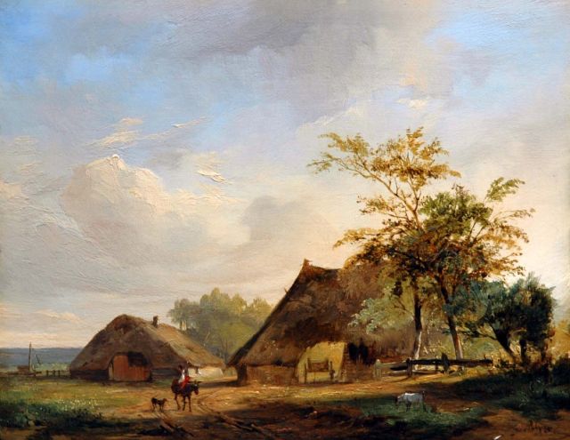 Jacobus Pelgrom | A farmstead, Öl auf Holz, 19,9 x 25,4 cm, signed l.r.