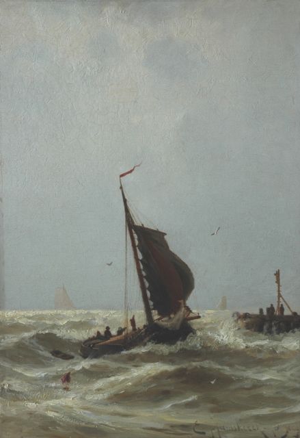 Jacob Eduard van Heemskerck van Beest | A Turbulent Sea, Öl auf Holz, 50,1 x 34,9 cm, signed l.r.