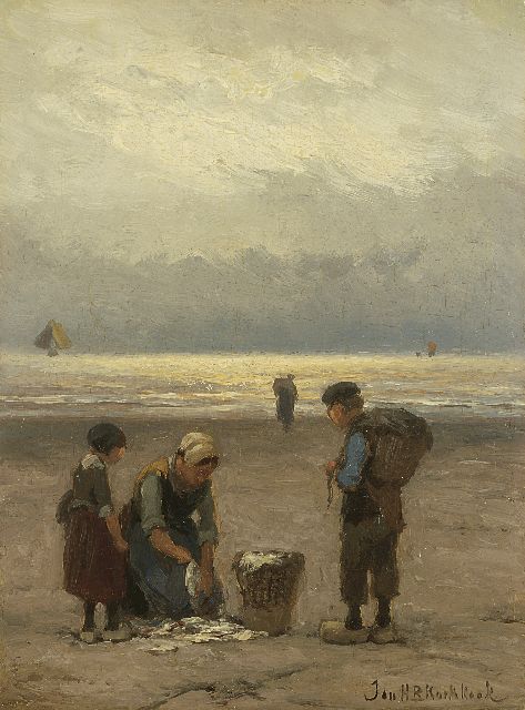 Jan H.B. Koekkoek | Sorting the catch, Öl auf Holz, 24,2 x 17,8 cm, signed l.r.