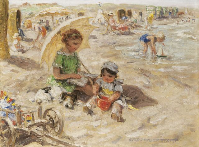 Zoetelief Tromp J.  | A day at the beach, Öl auf Leinwand 30,0 x 40,0 cm, gesigneerd r.o. en verso