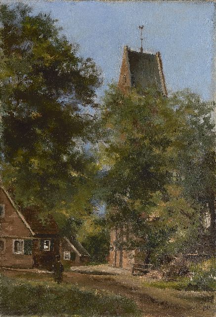 Ven P.J. van der | Ansicht auf die Kirche von Bathmen, Öl auf Leinwand 68,5 x 48,0 cm, Unterzeichnet r.u. und datiert 'sept. '08', ohne Rahmen