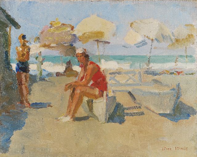 Isaac Israels | Figures on the beach of 'Il Lido di Venezia', Öl auf Leinwand, 40,1 x 50,3 cm, signed l.r. und painted circa 1927