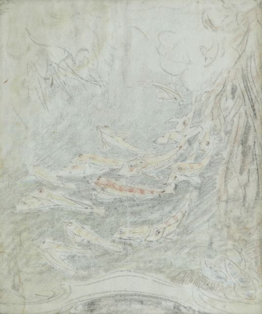 Gerrit Willem Dijsselhof | Red gurnards, Farbbleistift und Kreide auf Papier, 25,5 x 21,5 cm