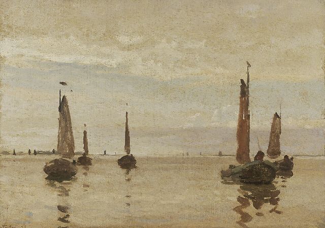 Tholen W.B.  | Shipping in a calm, Öl auf Leinwand auf Holz 27,7 x 38,2 cm, signed l.l. und dated '26