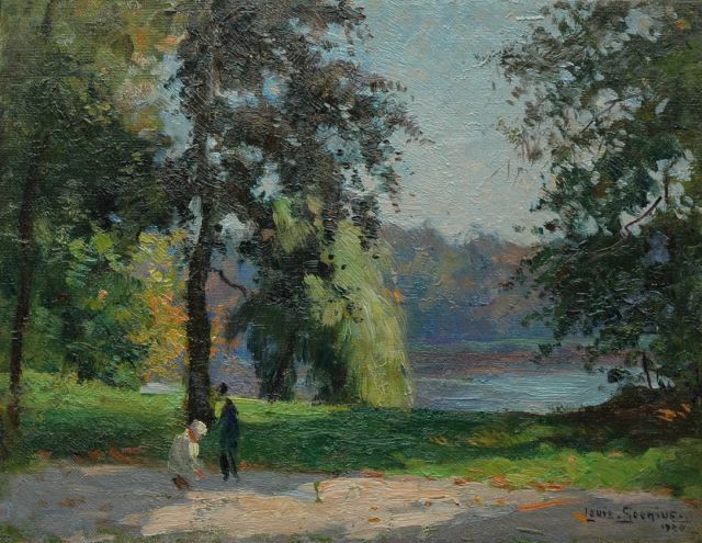 Louis Soonius | In the park, Öl auf Leinwand auf Holz, 27,2 x 35,1 cm, signed l.r. und dated 1920