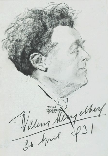 Herman Moerkerk | Portrait of Willem Mengelberg, Bleistift, Wachskreide und Gouache augf Papier, 23,3 x 16,7 cm, signed l.c. und dated  'Paris 30 April '31'