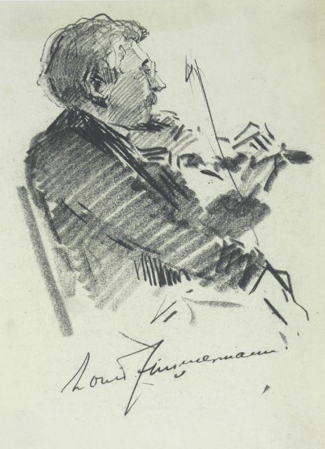 Herman Moerkerk | Portrait of composer and violin player Louis Zimmermann, Schwarze Kreide auf Papier, 22,3 x 16,1 cm