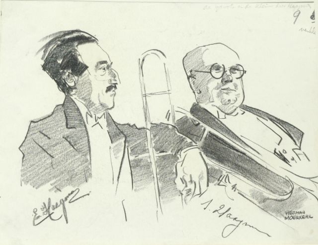 Herman Moerkerk | Portrait of E. Haagman and I. Haagman, Schwarze Kreide auf Papier, 17,6 x 22,9 cm, signed l.r.