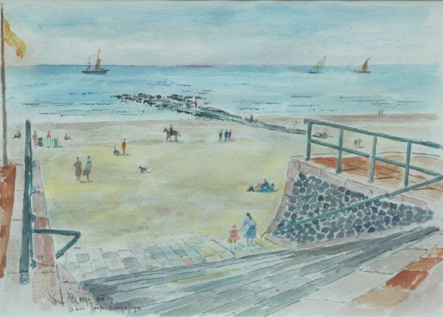 Meys L.Th.J.  | Scheveningen beach, Aquarell auf Papier 26,5 x 37,0 cm, signed l.l. und dated '84