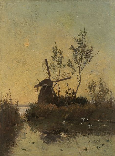 Constan Gabriel | A windmill by sunset, Öl auf Leinwand, 48,0 x 35,5 cm, signed l.l.