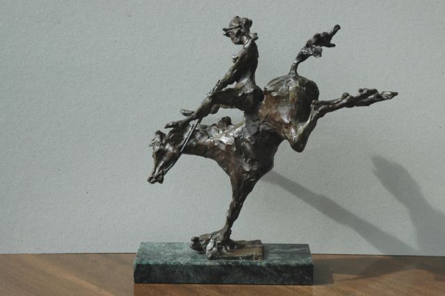 Dyck F. van | Een wilde rit, Bronze 35,5 x 33,0 cm, gesigneerd op bronzen basis