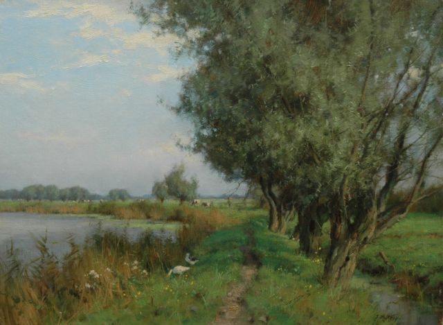 Jan Holtrup | A polder landscape in summer, Öl auf Leinwand, 30,3 x 40,4 cm, signed l.r.