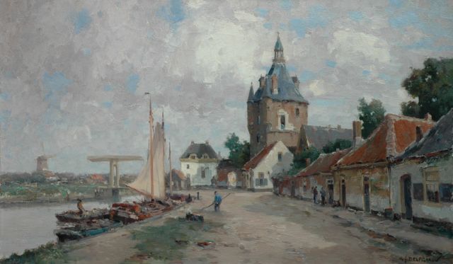 Gerard Delfgaauw | A view of the Lekpoort, Vianen, Öl auf Leinwand, 60,3 x 100,3 cm, signed l.r.