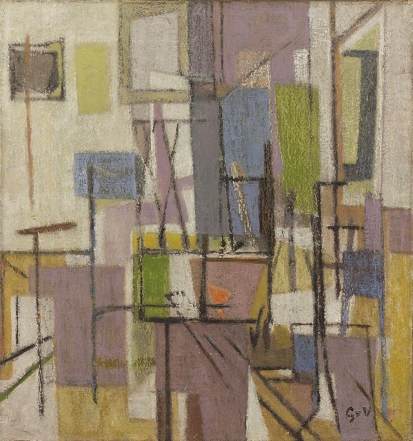 Geer van Velde | Composition, Öl auf Leinwand, 48,2 x 45,5 cm, signed l.r. with initials and in full on the reverse und painted circa 1947