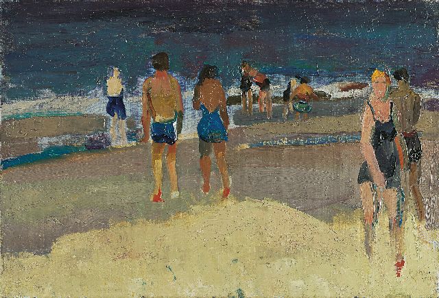 Harrie Kuijten | At the beach, Öl auf Leinwand, 28,2 x 41,3 cm, signed l.r.