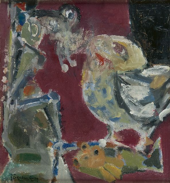 Jan Stekelenburg | Birds and fish, Öl auf Leinwand, 37,3 x 35,5 cm, signed l.l. und painted 1951