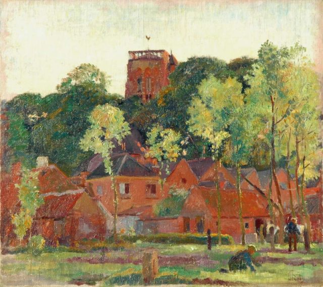Huib Luns | The Vughtse tower in summer, Öl auf Leinwand  auf Holzfaser, 46,3 x 52,0 cm, signed l.r. und dated 1928