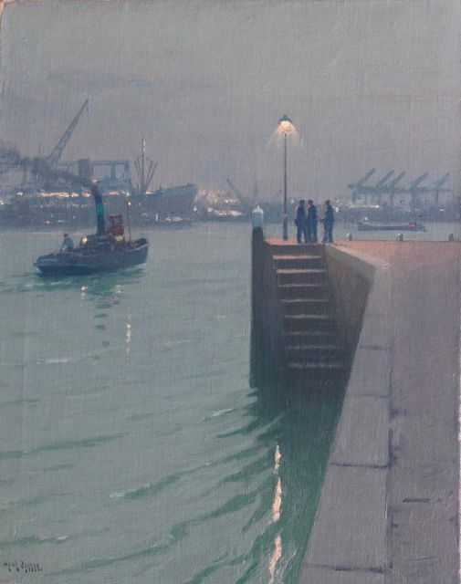 Henk Dekker | Schiemond by night, Öl auf Leinwand, 50,3 x 40,3 cm, signed l.l.