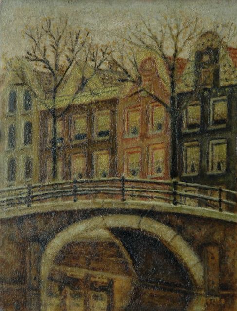 Sal Meijer | A view of a canal, Amsterdam, Öl auf Holz, 20,6 x 15,7 cm, signed l.r.