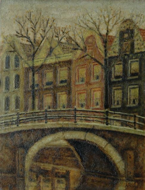 Meijer S.  | A view of a canal, Amsterdam, Öl auf Holz 20,6 x 15,7 cm, signed l.r.