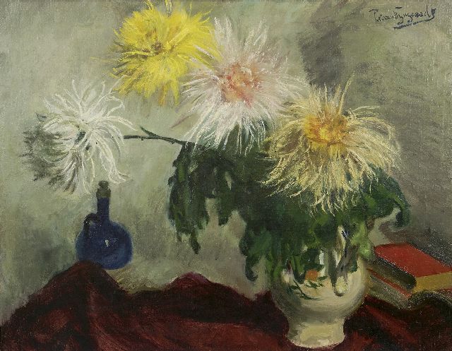 Piet van Wijngaerdt | Chrysanthemen Pracht, Öl auf Leinwand, 80,3 x 100,3 cm, Unterzeichnet r.o.