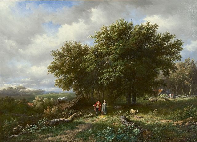 Bodeman W.  | A romantic stroll, Öl auf Leinwand 55,0 x 75,5 cm, signed l.r.