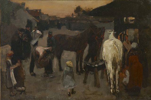 George Hendrik Breitner | Beim Hufschmied, Öl auf Leinwand, 50,0 x 75,4 cm, Unterzeichnet r.u. und datiert '87