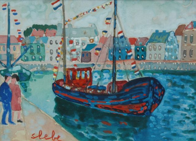 Ferry Slebe | Celebrating the herring catch, Aquarell auf Papier, 12,0 x 16,0 cm, signed l.l.