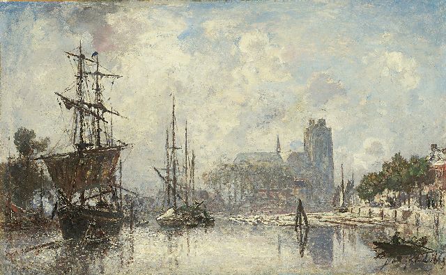 Johan Barthold Jongkind | The harbour of Dordrecht at dawn, Öl auf Leinwand, 40,7 x 65,2 cm, signed l.r. und dated 1869