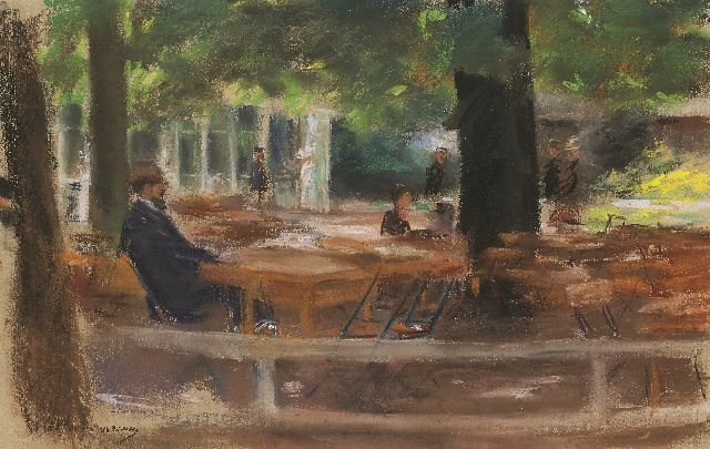 Max Liebermann | The terrace of Hotel Hamdorff, Laren, Pastell auf Papier, 31,3 x 48,5 cm, signed l.l. und painted circa 1903