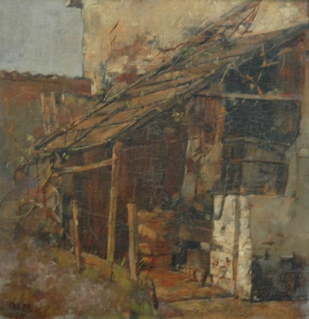 Bakker | Study of a barn, Öl auf Malereifaser, 28,7 x 27,7 cm, signed l.l. und datiert 1906