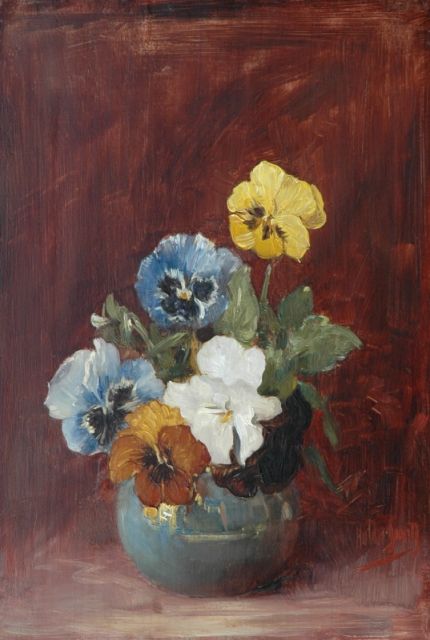 Hobbe Smith | Violets in a blue vase, Öl auf Holz, 33,1 x 22,6 cm, signed l.r.