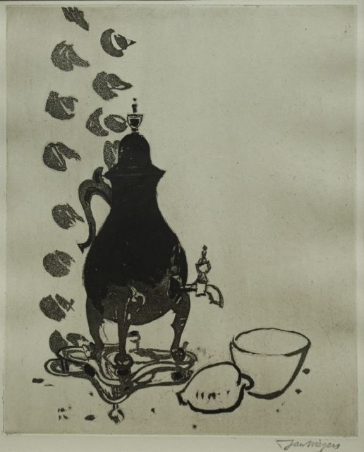 Jan Wiegers | A still life with coffee urn, Aquatinta, 35,0 x 28,0 cm, signed l.r. with stamp