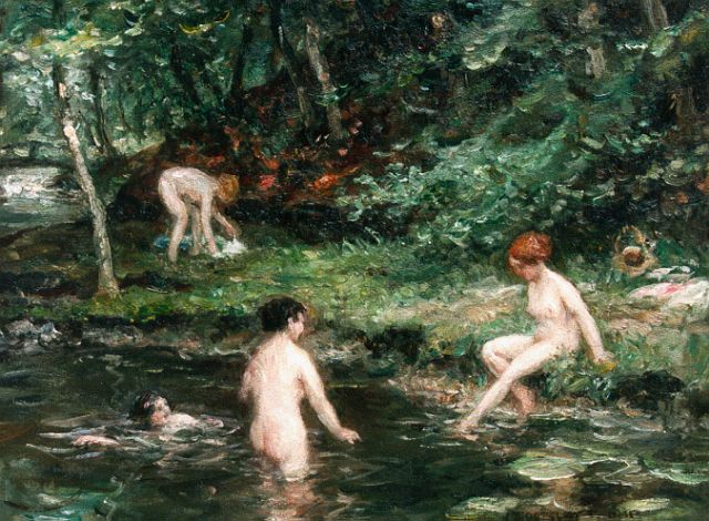Jan Zoetelief Tromp | Women bathing, Öl auf Leinwand, 40,9 x 50,2 cm, signed l.r.
